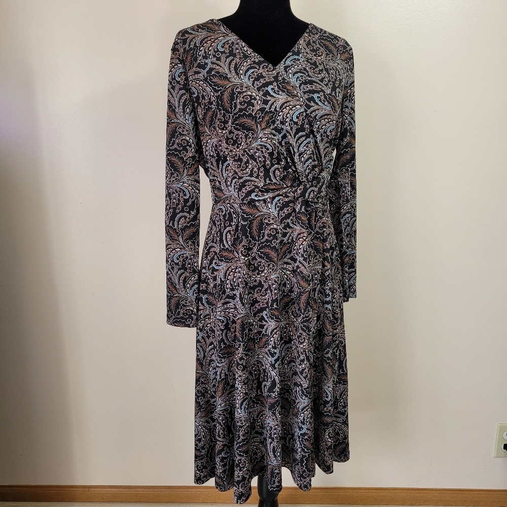 Talbots petite Large dress black multy color